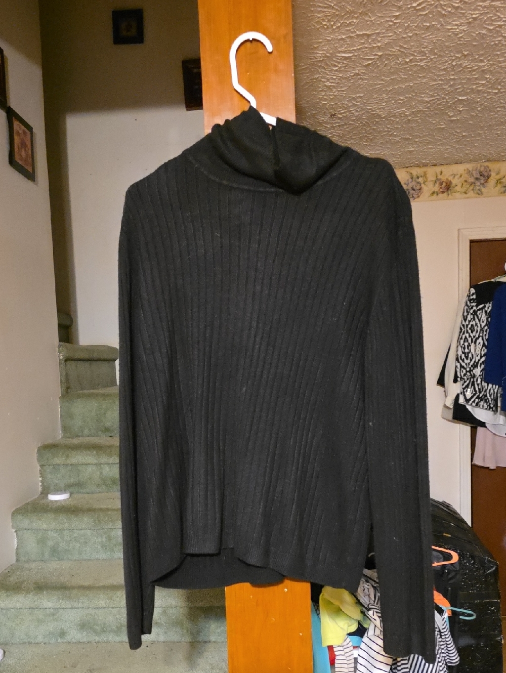 Jennifer Moore Black Ribbed Cowl Neck Sweater